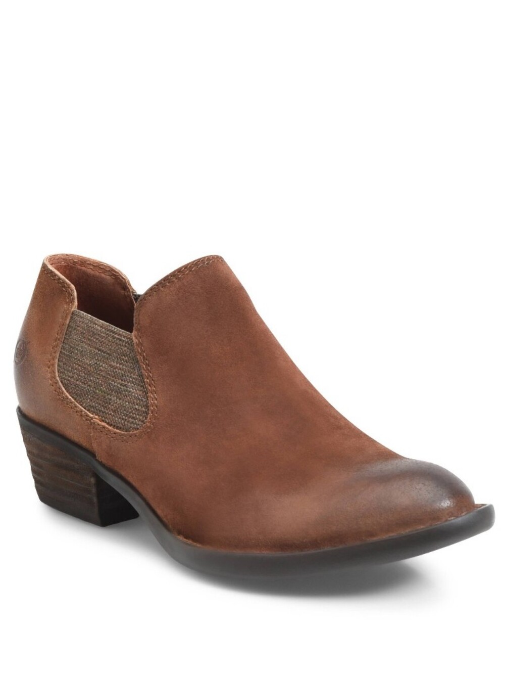 Born Women's Dallia In Rust Distressed Leather Slip-On Ankle Block Heel Booties
